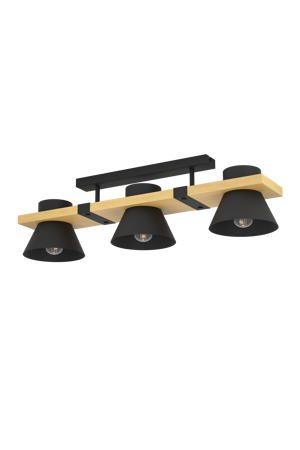 Maccles Plafondlamp - E27 - 78 cm - Zwart/Bruin - Staal/Hout