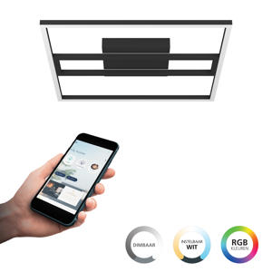 connect.z Calagrano-Z Plafondlamp - 45 cm - Zwart/Wit - Instelbaar RGB & wit licht - Dimbaar - Zigbee 