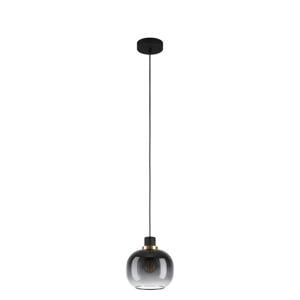 Oilella Hanglamp - E27 - 19 cm - Smoke glas - Zwart/Geelkoper