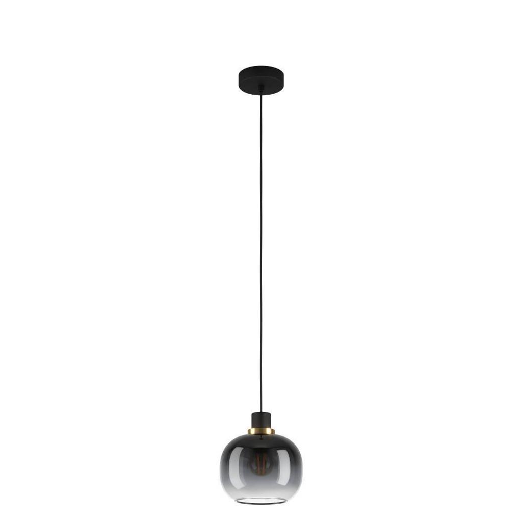 EGLO Oilella Hanglamp - E27 - 19 cm - Smoke glas - Zwart|Geelkoper
