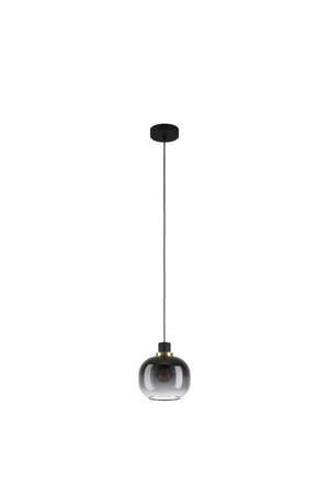 Oilella Hanglamp - E27 - 19 cm - Smoke glas - Zwart/Geelkoper  