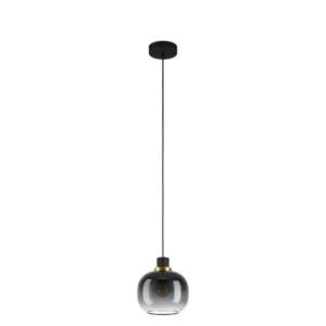 Oilella Hanglamp - E27 - 19 cm - Smoke glas - Zwart/Geelkoper