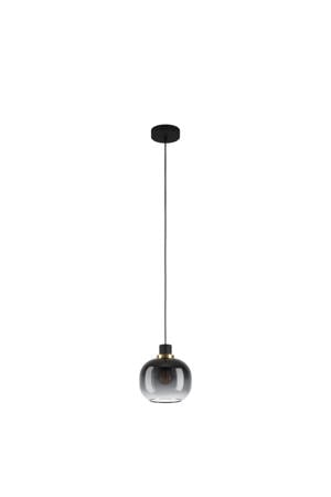 Oilella Hanglamp - E27 - 19 cm - Smoke glas - Zwart/Geelkoper