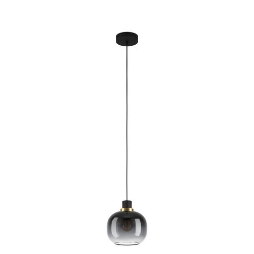 EGLO Oilella Hanglamp - E27 - 19 cm - Smoke glas - Zwart/Geelkoper afbeelding