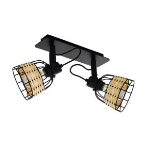 Anwick 1 Spot - E27 - 48 cm - Zwart/Rotan