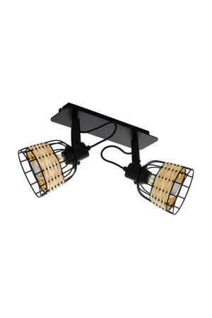 Anwick 1 Spot - E27 - 48 cm - Zwart/Rotan  