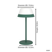 thumbnail: EGLO Meggiano Tafellamp - Aanraakdimmer - Draadloos - 32 cm - Groen/Wit - Instelbaar RGB & wit licht - Oplaadbaar - Buiten en Binnen