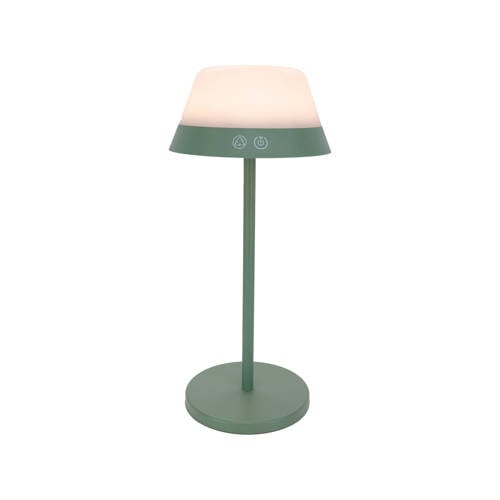 EGLO Meggiano Tafellamp - Aanraakdimmer - Draadloos - 32 cm - Groen/Wit - Instelbaar RGB & wit licht - Oplaadbaar - Buiten en Binnen afbeelding
