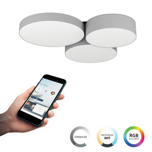 connect.z Barbano-Z Plafondlamp - 60,5 cm - Grijs/Wit - Instelbaar RGB & wit licht - Dimbaar - Zigbee