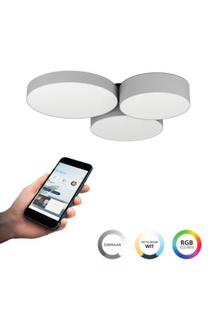 connect.z Barbano-Z Plafondlamp - 60,5 cm - Grijs/Wit - Instelbaar RGB & wit licht - Dimbaar - Zigbee  