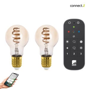 connect.z Smart Starterspakket - 2x E27 Spiral LED lampen - Afstandsbediening  - Zigbee