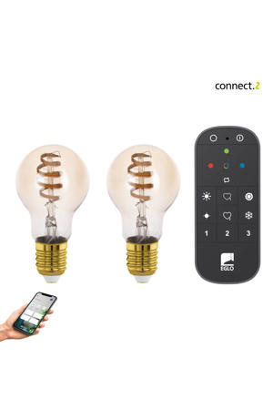 connect.z Smart Starterspakket - 2x E27 Spiral LED lampen - Afstandsbediening  - Zigbee