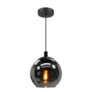 Ariscani Hanglamp - E27 - Ø 20 cm - rookglas - Zwart