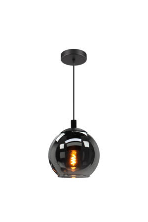 Ariscani Hanglamp - E27 - Ø 20 cm - rookglas - Zwart 