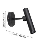 thumbnail: EGLO Almudaina Wandlamp - LED - 20 cm - Zwart - Staal