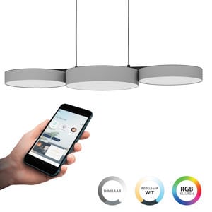 connect.z Barbano-Z Hanglamp - 82 cm - Grijs/Wit - Instelbaar RGB & wit licht - Dimbaar - Zigbee