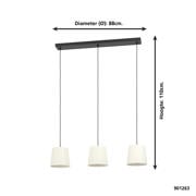thumbnail: EGLO Febres Hanglamp - E27 - Textiel - Zwart/Wit