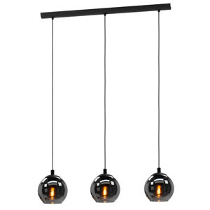Ariscani Hanglamp - E27 - 76,5 cm - Zwart - Rookglas