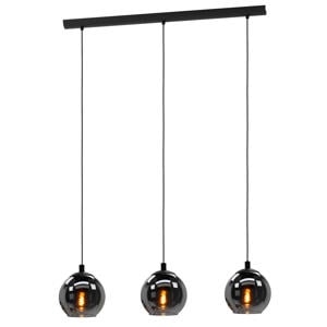 Ariscani Hanglamp - E27 - 76,5 cm - Zwart - Rookglas