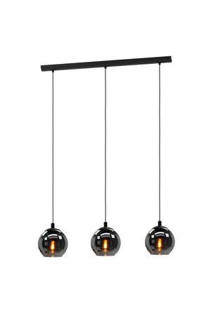 Ariscani Hanglamp - E27 - 76,5 cm - Zwart - Rookglas  