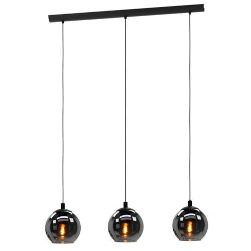 EGLO Ariscani Hanglamp - E27 - 76,5 cm - Zwart - Rookglas afbeelding