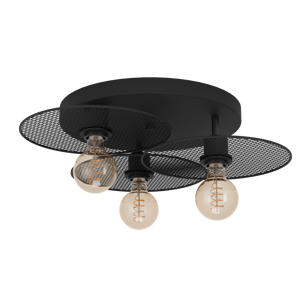 Ikeston Plafondlamp - E27 - Ø 53 cm - industrieel - Zwart - Staal