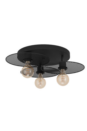 Ikeston Plafondlamp - E27 - Ø 53 cm - industrieel - Zwart - Staal  