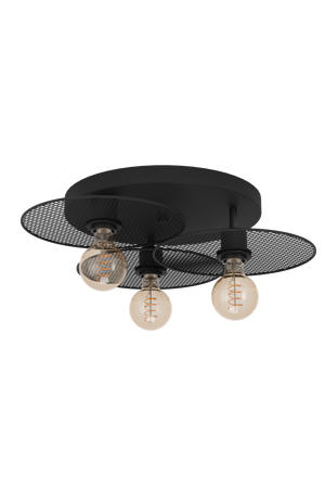 Ikeston Plafondlamp - E27 - Ø 53 cm - industrieel - Zwart - Staal