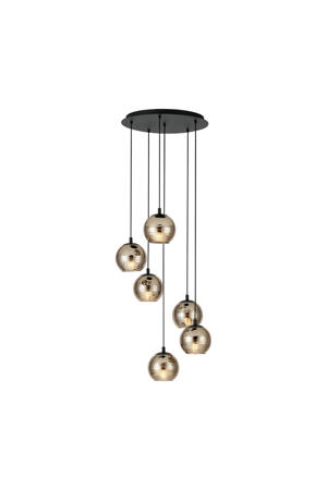 Lemorieta Hanglamp - E27 - 6-lichts - Ø 57 cm - Zwart/Goud  