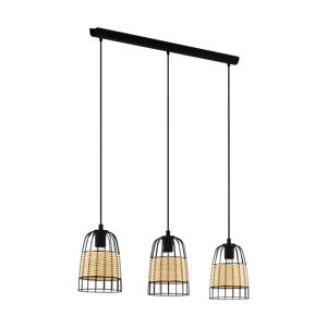 Anwick Hanglamp - E27 - 88 cm - Zwart/Rotan  