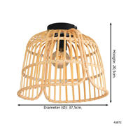thumbnail: EGLO Glyneath Plafondlamp - E27 - Ø 37,5 cm - Zwart/Hout