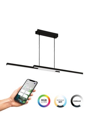 connect.z Fraioli-Z Smart Hanglamp - 105,5 cm - Zwart/Wit - Instelbaar RGB & wit licht - Dimbaar - Zigbee