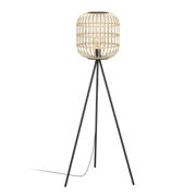 thumbnail: EGLO Bordesley Vloerlamp - E27 - 139 cm - Zwart/Natuur