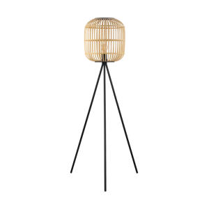 Bordesley Vloerlamp - E27 - 139 cm - Zwart/Natuur