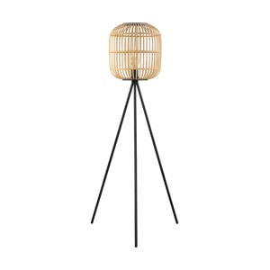 Bordesley Vloerlamp - E27 - 139 cm - Zwart/Natuur