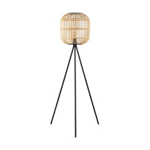 Bordesley Vloerlamp - E27 - 139 cm - Zwart/Natuur 