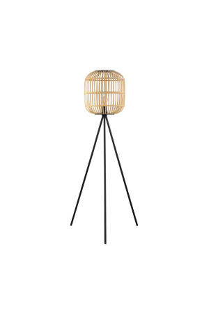 Bordesley Vloerlamp - E27 - 139 cm - Zwart/Natuur 
