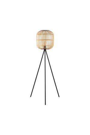 Bordesley Vloerlamp - E27 - 139 cm - Zwart/Natuur