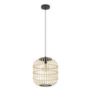thumbnail: EGLO Bordesley Hanglamp - E27 - Ø 35 cm - Zwart/Hout