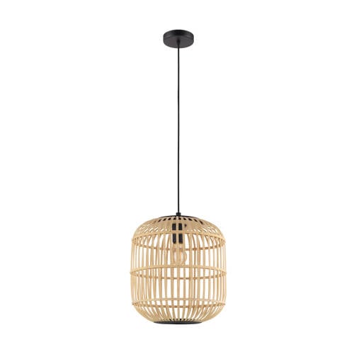 EGLO Bordesley Hanglamp - E27 - Ø 35 cm - Zwart/Hout afbeelding