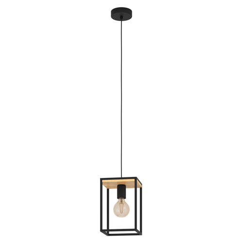 EGLO Libertad Hanglamp - E27 - 18 cm - Zwart/Bruin afbeelding