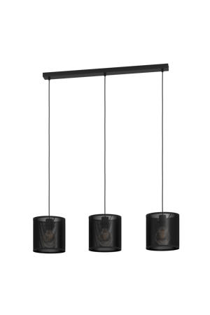 Manby Hanglamp - E27 - 90 cm - Zwart - Staal