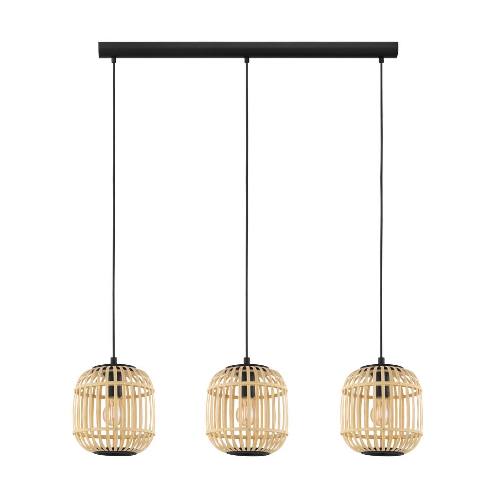 EGLO Bordesley Hanglamp - E27 - 91 cm - Zwart|Hout