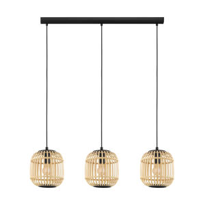Bordesley Hanglamp - E27 - 91 cm - Zwart/Hout  