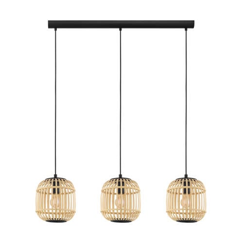 EGLO Bordesley Hanglamp - E27 - 91 cm - Zwart/Hout afbeelding