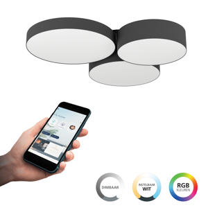 connect.z Barbano-Z Plafondlamp - 60,5 cm - Zwart/Wit - Instelbaar RGB & wit licht - Dimbaar - Zigbee 