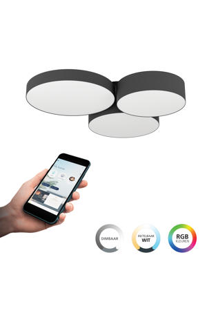 connect.z Barbano-Z Plafondlamp - 60,5 cm - Zwart/Wit - Instelbaar RGB & wit licht - Dimbaar - Zigbee 