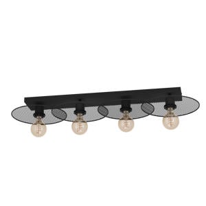 Ikeston Plafondlamp - E27 - 95 cm - industrieel - Zwart - Staal