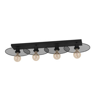 Ikeston Plafondlamp - E27 - 95 cm - industrieel - Zwart - Staal  