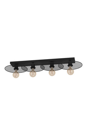 Ikeston Plafondlamp - E27 - 95 cm - industrieel - Zwart - Staal